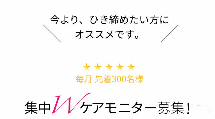 毎月 先着300名様 78%OFF 集中Wケアモニター募集！