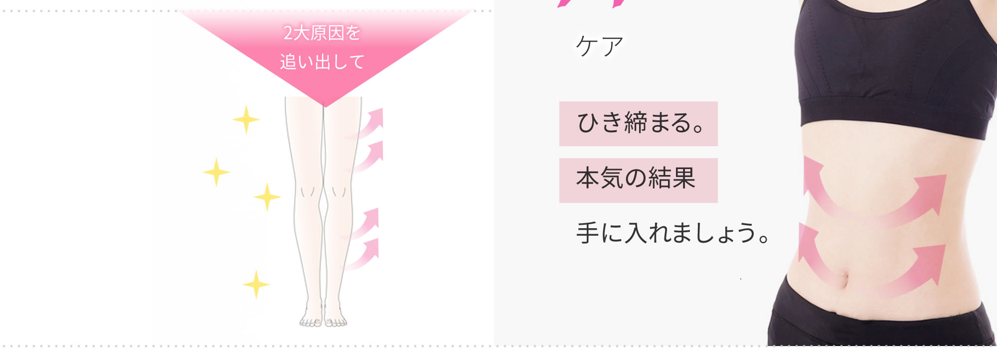 Wケアで、むくむ2大原因をしっかり追い出して、ひき締まる！本気の結果手に入れましょう。